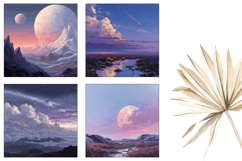 Cosmic Square Coasters, Space Square Coaster, Moon PNG Product Image 3