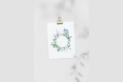 Blue watercolor wreath for wedding invitation #w124 Product Image 4