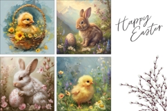 Floral Easter Pillow Design, Easter Chick Pillowcase PNG Product Image 3