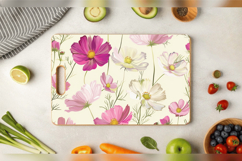 Cosmos Flowers Cutting Boards sublimation Design Product Image 3