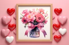 Valentine Flowers In Jar Clipart, Valentine Couplet Product Image 3