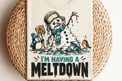 Funny Melting Snowman Winter PNG, Holiday Mode Defrosting Sn Product Image 2