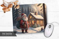 Santa by Warm Cabin in Snow Mousepad Mouse Pad Sublimation Product Image 1