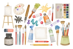 Watercolor Art Supplies Clipart Product Image 2