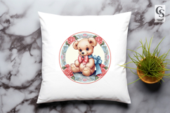 Cute Teddy Bear With Bow Clipart Sublimation PNG Product Image 3
