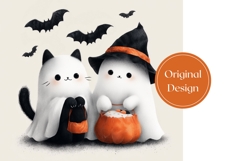 Halloween Ghost Tumbler Wrap, Cartoon Cat Sublimation Product Image 3