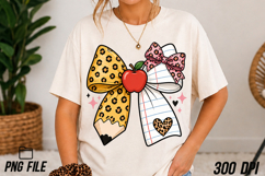 Teacher Pencil Coquette Bow PNG Positive Sublimation Product Image 1