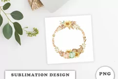 Watercolor Autumn Pumpkins wreath png Product Image 3