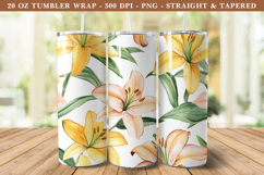 Watercolor Lily Flower Tumbler Wrap | 20 oz tumbler wrap Product Image 1