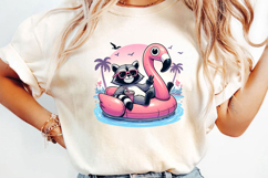 Funny Raccoon Sublimation, Flamingo Png Product Image 3