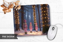 Pink Nutcracker Soldier in Snowy Christmas Forest Mouse Pad Product Image 1