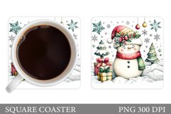Cute Snowman Coaster Design. Christmas Coaster Sublimation Product Image 1