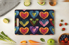 Cute Knitted Hearts Cutting Boards sublimation Design Product Image 3