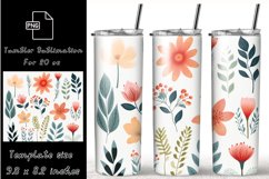Boho Flowers 20 oz skinny tumbler wrap sublimation Product Image 1