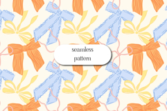 Pastel Bow Seamless Pattern Cute Ribbon Digital Paper Product Image 1