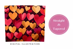 Love Hearts Tumbler Wrap Design, Valentine's Day Sublimation Product Image 3