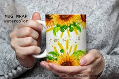 Mug Wraps Sublimation sunflower mug glitter 11oz 15oz PNG. Product Image 3