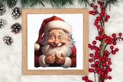 Watercolor Peeking Santa and Snowman Clipart, Christmas PNG Product Image 3