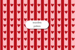 Red Heart Stripe Seamless Valentine Pattern Digital Paper Product Image 1