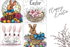 Stained Glass Easter Bunny Pillow Designs, Floral Pillow Product Image 3