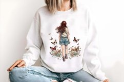 Watercolor Girl Butterflies Clipart Product Image 3