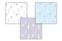 Balloons Watercolor Seamless Patterns Pink Purple Blue Product Image 3
