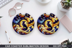 Foxes Wolves Car Coaster Sublimation| Foxes Coaster PNG Product Image 1