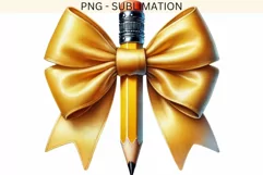Teacher Pencil PNG, Coquette Pencil with Bow, Trendy Teacher Product Image 3