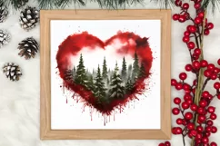 Christmas Hearts Watercolor Clipart, Christmas PNG Product Image 3