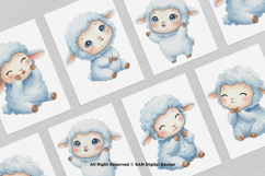 15 Bundle Watercolor Blue Cute Sheep Cute Baby Lamb Kids Product Image 3