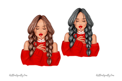 Girl with cocoa clipart, Winter drinks Product Image 2