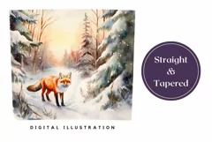 Watercolor Christmas Tumbler Wrap, Winter Fox Sublimation Product Image 3