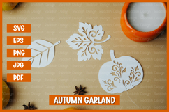 Leaves garland, Autumn leaves with patterns paper cut Product Image 4