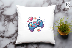 Cute Gamer Controller Heart Clipart Sublimation PNG Product Image 3