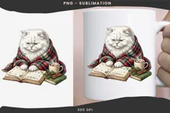 Christmas bookish cat png design for T-shirts Product Image 3