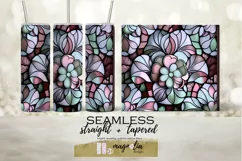 STAINED GLASS FLORAL sublimation tumbler wrap design png Product Image 2