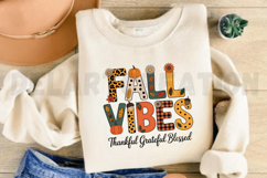 Fall Vibes Thankful Grateful Blessed PNG Design Product Image 3