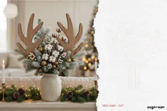 Reindeer Antler Plant Stake Laser Cut | Herb Label | SVG Product Image 2