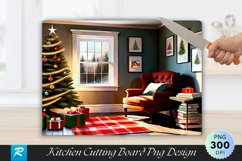 Cozy Christmas Reading Nook Cutting Board PNG Design Product Image 1