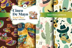 Cinco de Mayo digital paper, fiesta digital paper Product Image 1