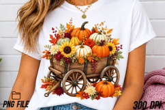 Autumn Pumpkin Wagon Floral PNG Product Image 3