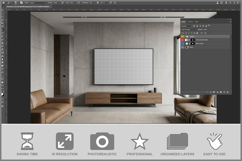 Concrete Wall Television Mockup Product Image 2