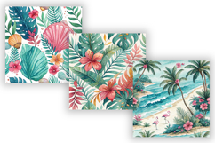 Beachy Seamless Patterns Digital Paper, Watercolor Tropical Product Image 3
