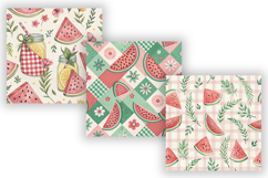 Pastel Watermelon Gingham Digital Paper, Seamless Watercolor Product Image 3