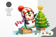 Christmas clipart, Penguin clipart, Winter clipart Product Image 1