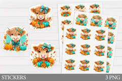 Fall Cow Sticker Design. Fall Sticker Printable Product Image 1