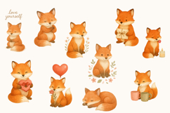 Lovely Fox Watercolor Clipart Set Cute Product Image 3