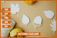 Leaves garland, Autumn leaves with patterns paper cut Product Image 3