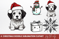 Christmas Doodle Sublimation Clipart, Christmas Doodle Product Image 1