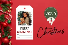 Winter Gift Tags, Cartoon Christmas Girl Sublimation Design Product Image 3